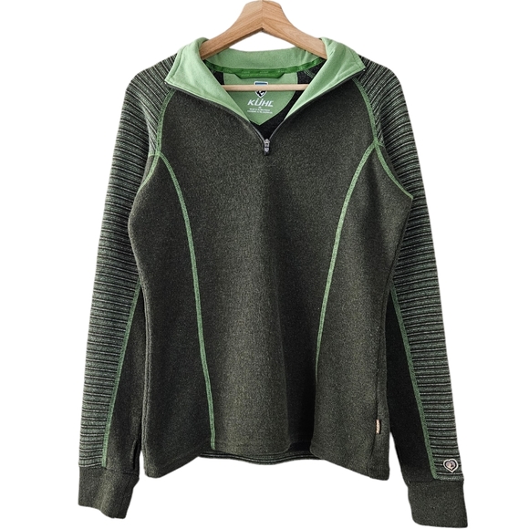Kuhl Sweaters - KUHL Chianti Fleece Lined Wool Blend Green Womens Half Zip Pullover Jacket